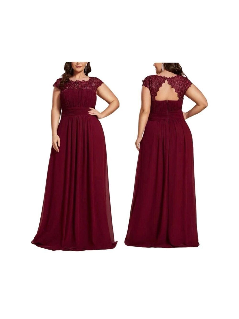 EVER PRETTY Maxi Dress A line Lace Cap Sleeve Bridesmaid Wedding Guess Sz 20